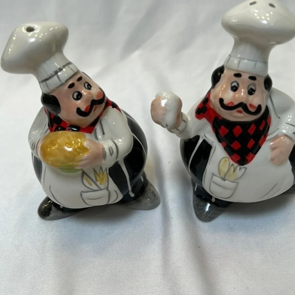 American Atelier at Home Boun Appetito Ceramic Salt-Pepper Shakers-NIB